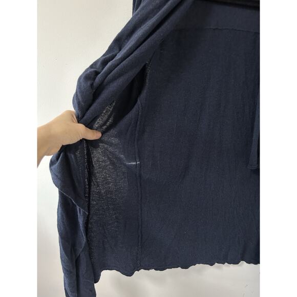 VINCE Drape Front Waterfall Navy Blue Open Wool Cardigan Sweater Medium $275 - Picture 4 of 9